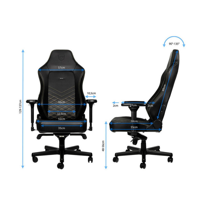 Noblechairs HERO Black/Gold Chaise gamer Noblechairs Maroc