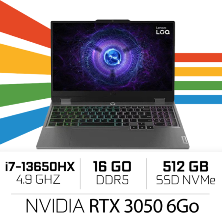 LENOVO LOQ 15IRX9 Intel i7-13650HX /16GB DDR5/512GB SSD/RTX 3050 6Go/15.6″ 144Hz/W11