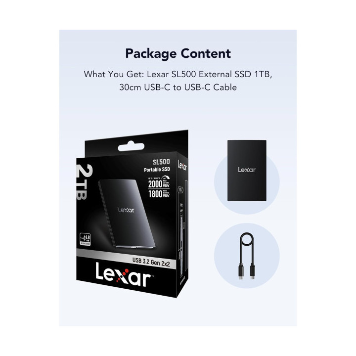 Lexar SL500 Portable 2TB SSD Externe Disques durs externes Lexar Maroc