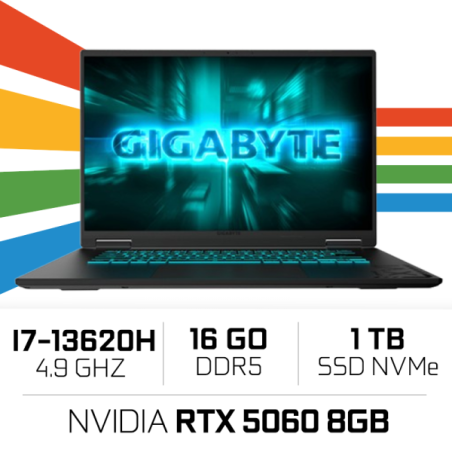 GIGABYTE GAMING A16 CVH-I3EE894SD Intel i7-13620H/16GB DDR5/1TB SSD/RTX 5060 8GB/16″ 165Hz/FreeDos