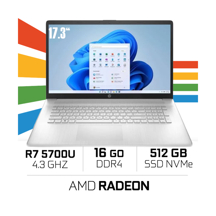 HP 17-cp0308nf AMD Ryzen 7 5700U / 16GB DDR4 / 512GB SSD / AMD Rade...