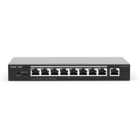 RUIJIE SWITCH 9P GIGABIT SMART 8 POE RG -ES209GC-P Réseau Ruijie Ne...