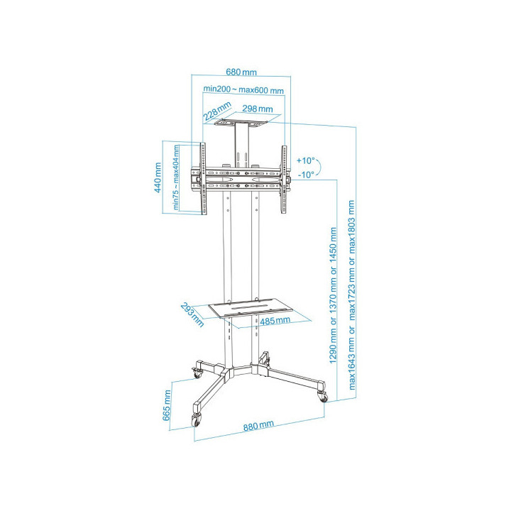 Tooq FS1470M-B Support TV à Roulettes 37 "-70" Bras & Pied TooQ Maroc