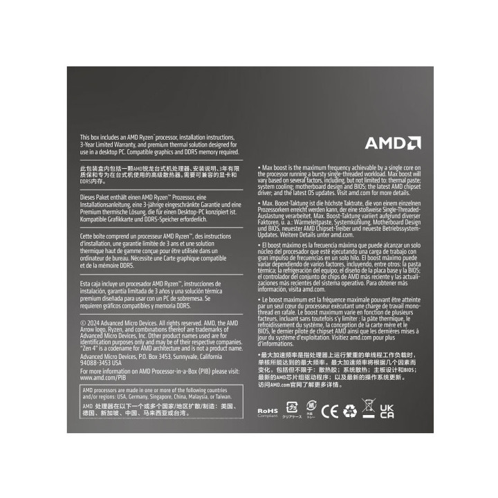 AMD Ryzen 5 8400F Wraith Stealth (4.2 GHz / 4.7 GHz) Processeurs AM...
