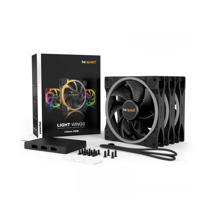 be quiet! Light Wings 140 mm PWM ARGB Triple Pack Refroidissement b...