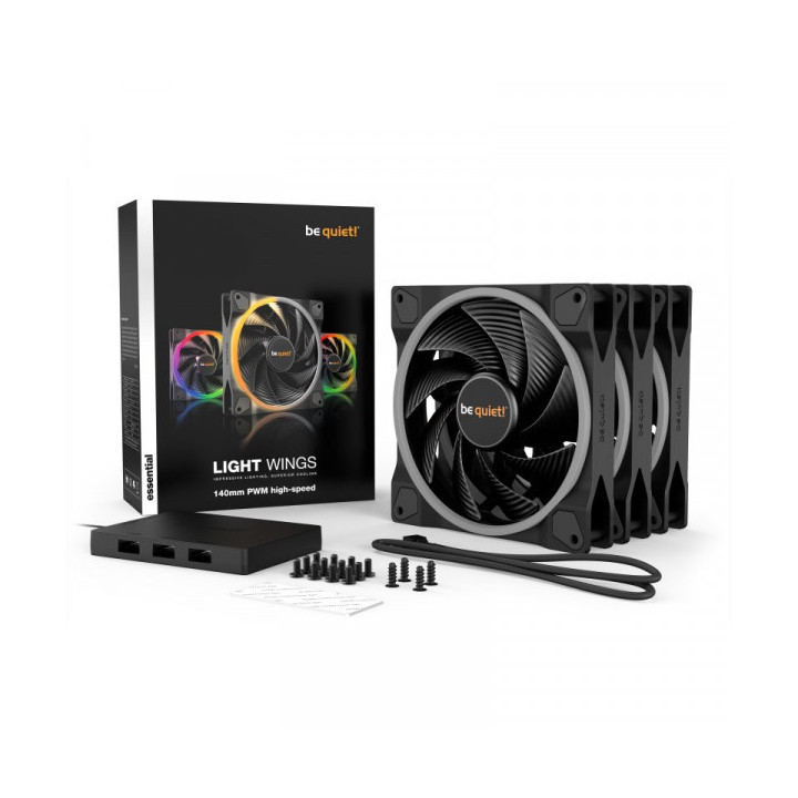 be quiet! Light Wings 140 mm PWM High Speed ARGB Triple Pack Refroi...