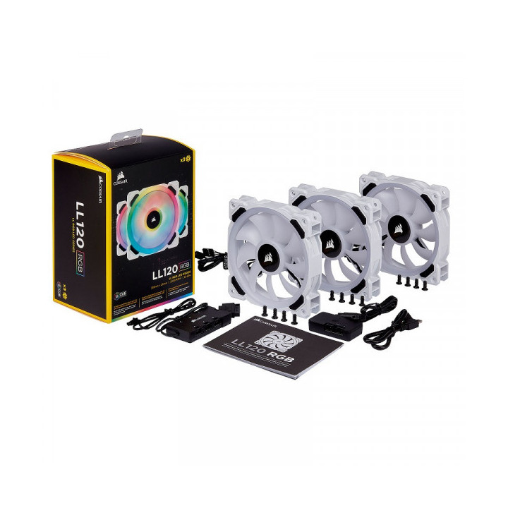 Corsair LL Series LL120 RGB Triple Pack Blanc Refroidissement Corsa...