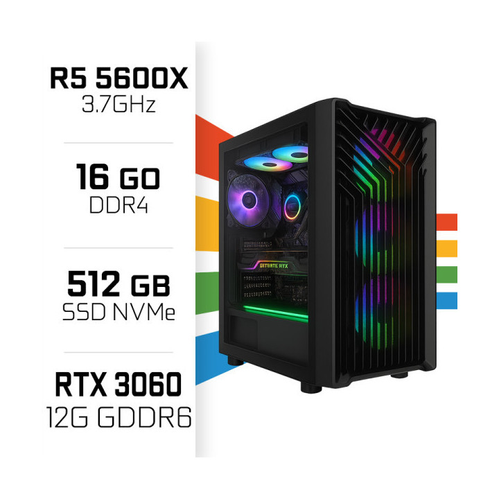 PC Gamer UltraPC Ryzen 5 5600X/16GB/512GB SSD/RTX3060 12GB AMD Ryze...
