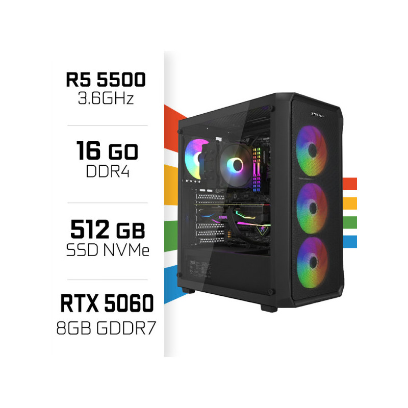 PC Gamer Ryzen 5 5500/16GB/512GB SSD/RTX5060