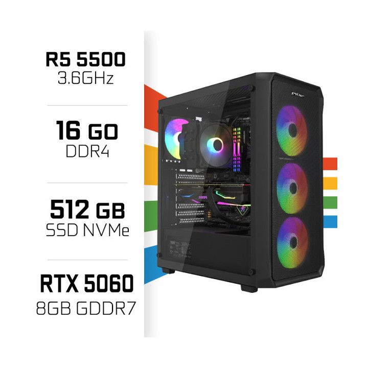 PC Gamer Ryzen 5 5500/16GB/512GB SSD/RTX5060 AMD Ryzen 5 UltraPC Maroc