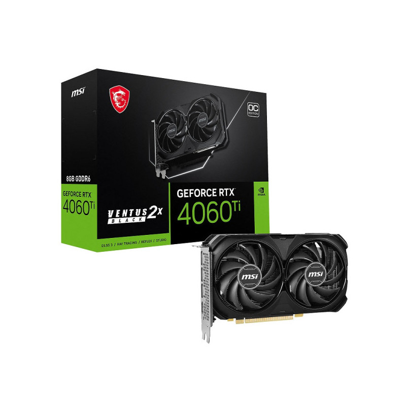 MSI GeForce RTX 4060 Ti VENTUS 2X BLACK OC 8Go GDDR6