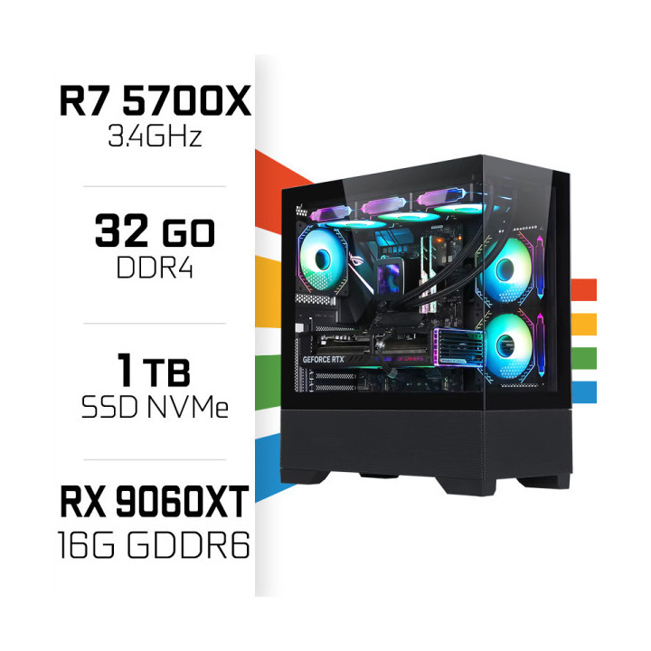PC Gamer UltraPC Ryzen 7 5700X/1TB SSD/32GB/RX9060XT 16G AMD Ryzen ...