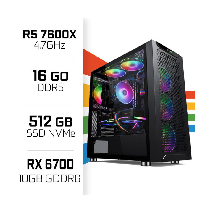 PC Gamer UltraPC Ryzen 5 7600X/16GB DDR5/512GB SSD/RX6700 AMD Ryzen...