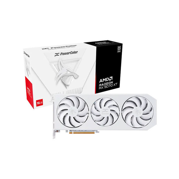 PowerColor Hellhound Spectral White AMD Radeon RX 9070 XT 16GB OC A...