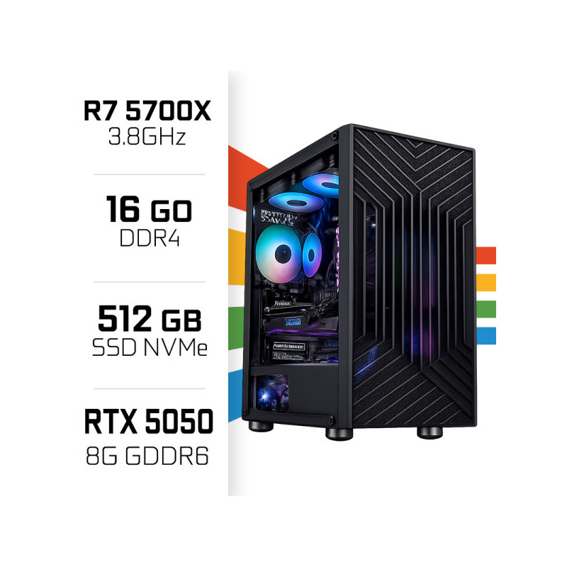 PC Gamer UltraPC Ryzen 7 5700X/512Go SSD/16Go/RTX5050 8Go
