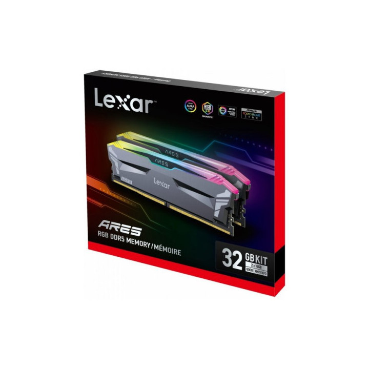 LEXAR ARGB ARES DDR5 32Go (2x16Go) 6000MHz CL34 Mémoire vive PC Lex...
