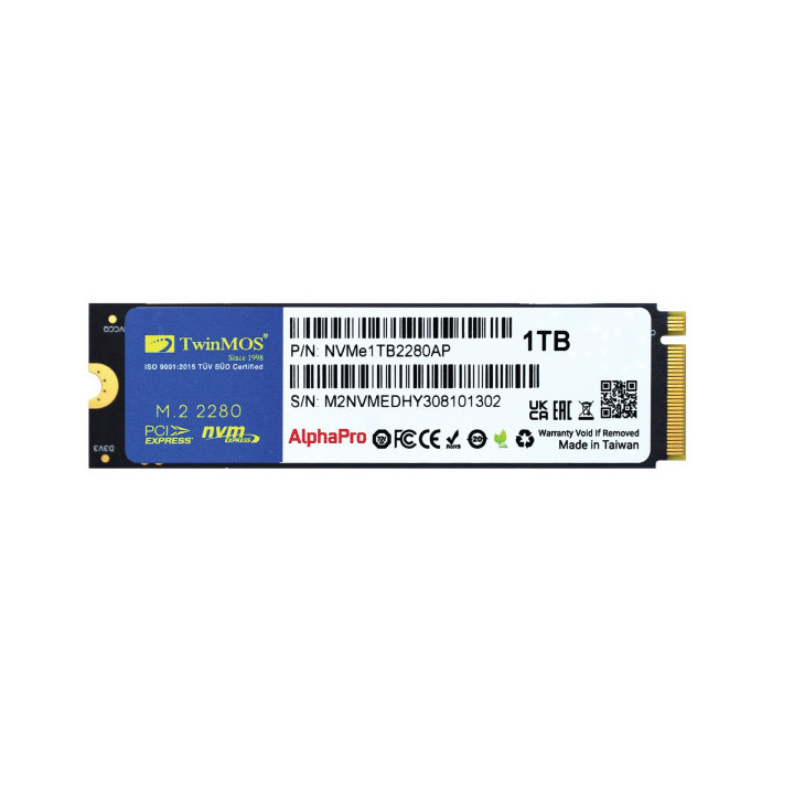 TwinMOS AlphaPro M.2 PCIe NVMe 512GB Disques SSD TwinMOS Maroc