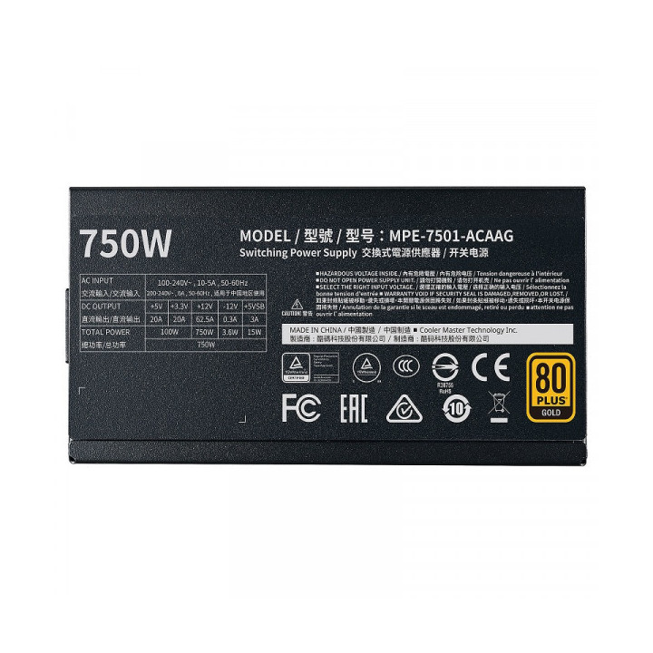 Cooler Master MWE Gold 750 Full Modular V2 80PLUS GOLD 750W Aliment...