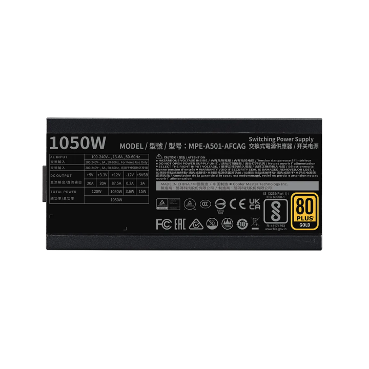 Cooler Master MWE Gold 1050 Full Modular V2 ATX 3.1 80PLUS GOLD 105...