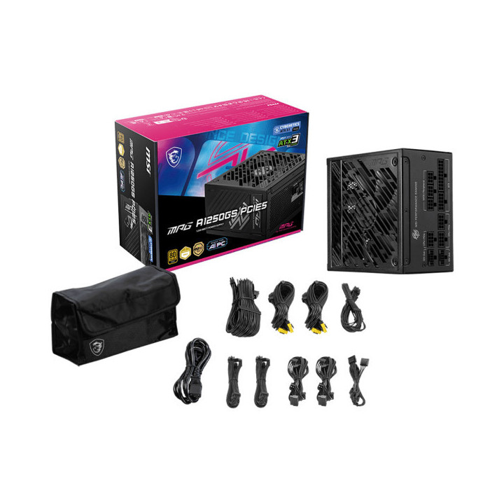 MSI MAG A1250GS PCIE5 80PLUS Gold 1250W Plus de 900 W MSI Maroc