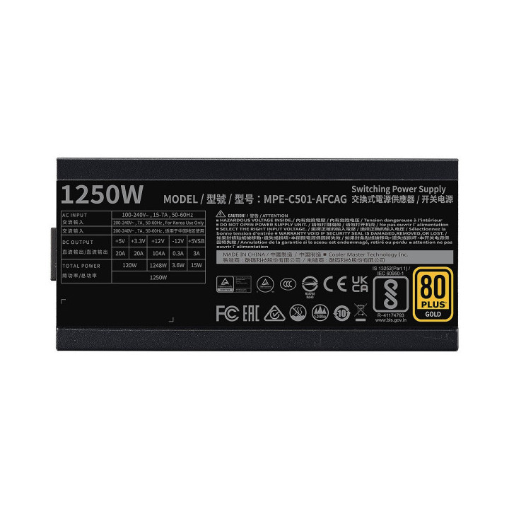 Cooler Master MWE Gold 1250 Full Modular V2 ATX 3.0 80PLUS GOLD 125...
