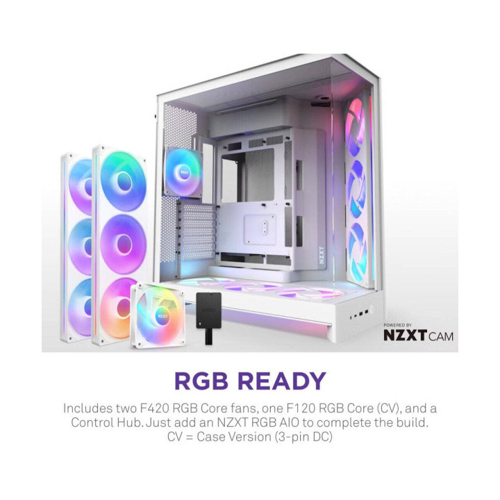 NZXT H9 Flow RGB+ (2025) White Boitiers PC NZXT Maroc