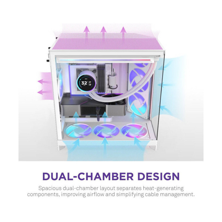 NZXT H9 Flow RGB+ (2025) White Boitiers PC NZXT Maroc