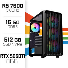 PC Gamer UltraPC Ryzen 5 7600/16GB DDR5/512GB SSD/RTX5060Ti 8GB