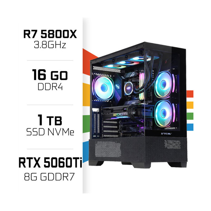 PC Gamer Ultrapc Ryzen 7 5800X/16GB/1TB SSD/RTX5060Ti 8G AMD Ryzen ...