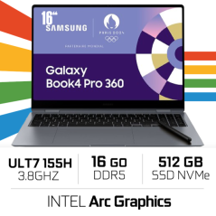 Samsung Galaxy Book4 Pro 360 16" (NP960QGK-KG2FR) Ultra 7 155H/16 Go DDR5/512 Go/Intel Arc Graphics/16" AMOLED (SANS EMBALLAGE)