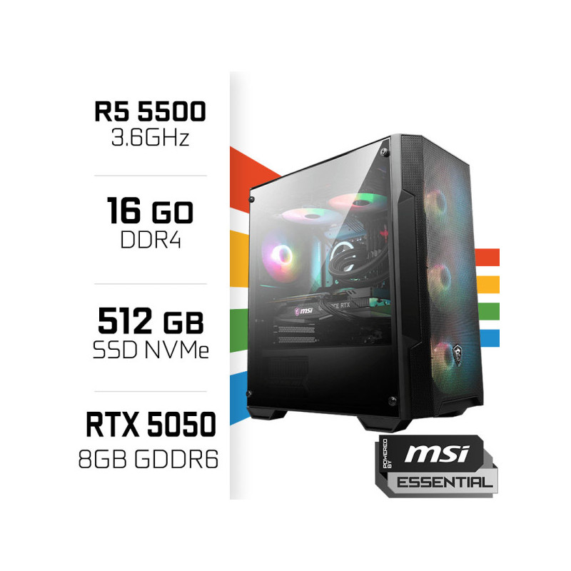 PC Gamer POWERED BY MSI Ryzen 5 5500 /16GB/512GB SSD/RTX5050