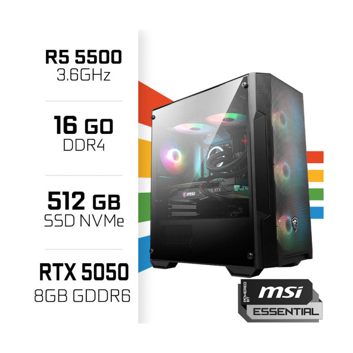 PC Gamer POWERED BY MSI Ryzen 5 5500 /16GB/512GB SSD/RTX5050