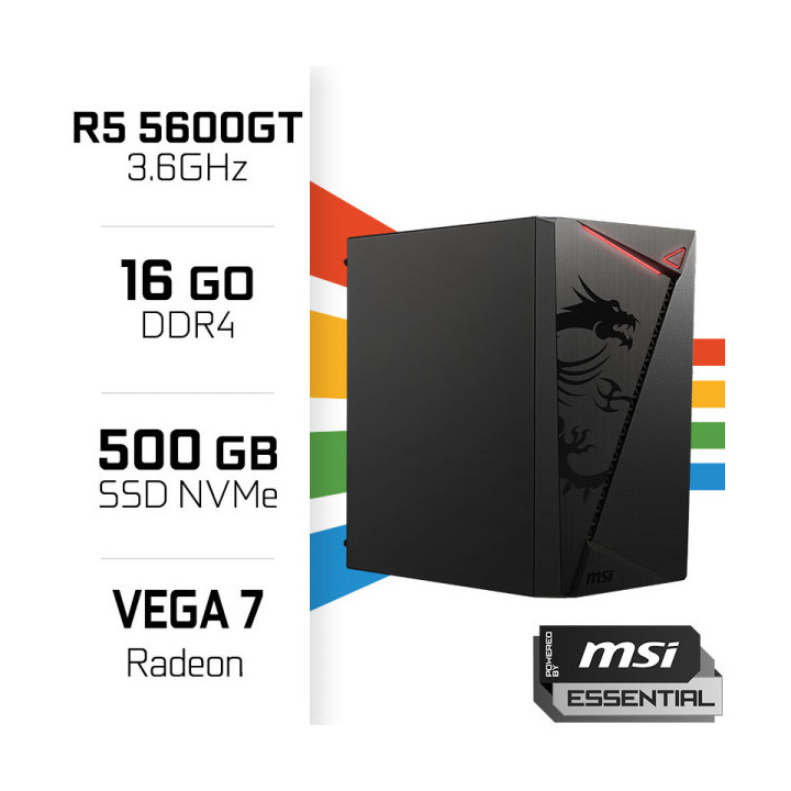 PC Gamer POWERED BY MSI Ryzen 5 5600GT/500GB SSD/16GB/Radeon Vega7