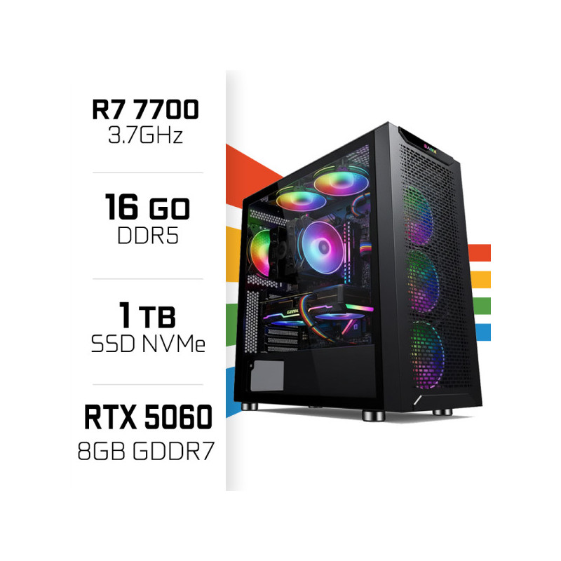 PC Gamer Ultrapc Ryzen 7 7700/1TB SSD/16GB DDR5/RTX5060