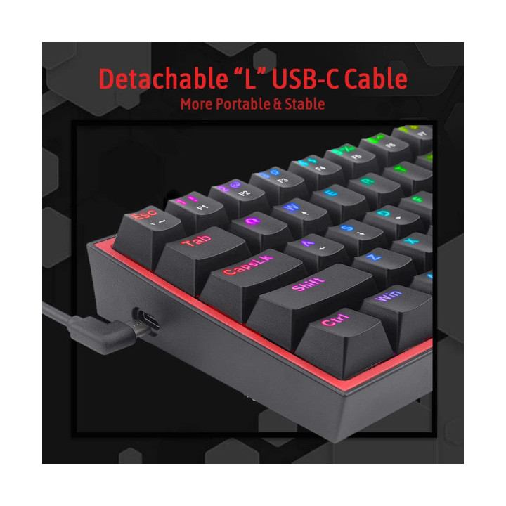 Redragon K617 Fizz 60% RGB Red Switches (Black) Claviers Redragon M...