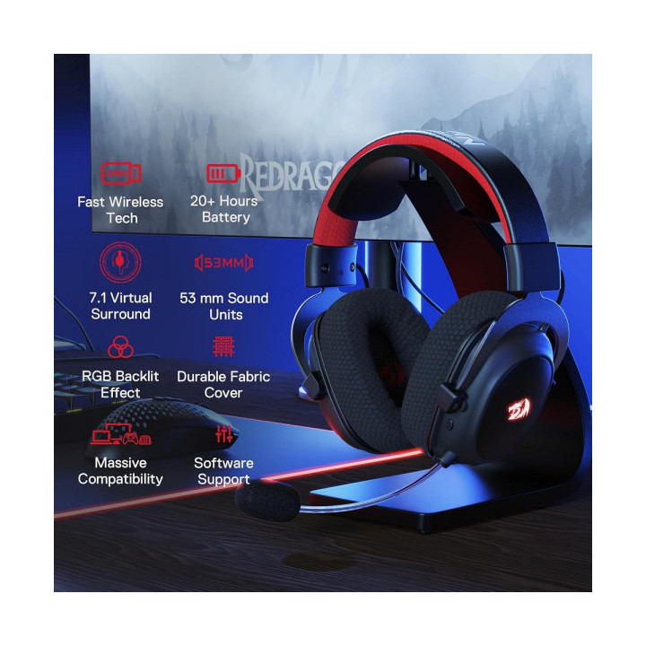 Redragon H510 PRO Zeus-X RGB Wireless Gaming Headset Casques Redrag...