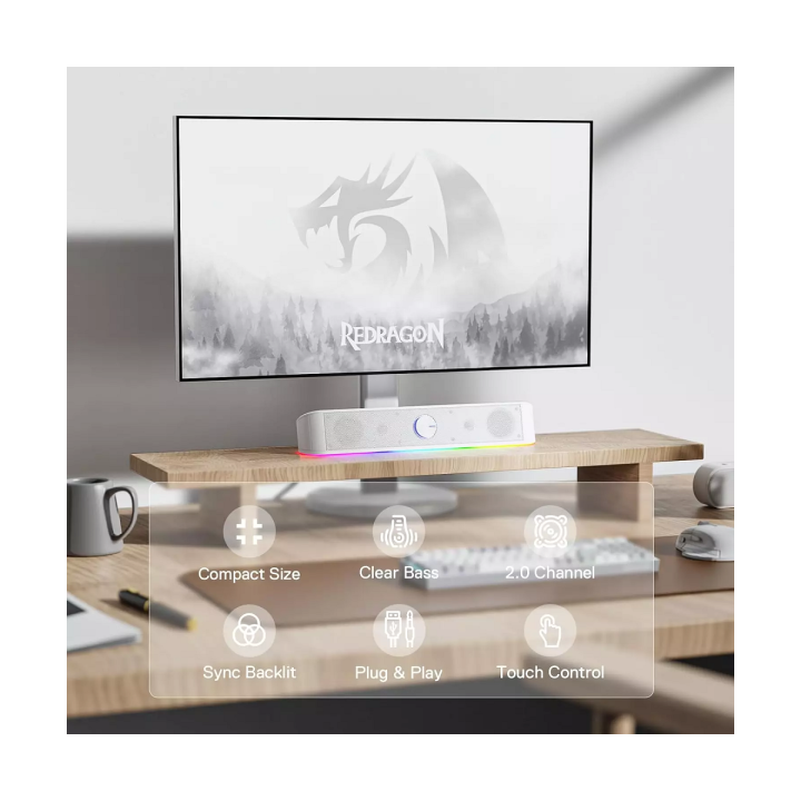 Redragon GS560 Adiemus Gaming Speaker (White) Périphériques Redrago...