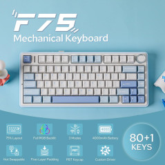 AULA F75 Sea Salt Blue (Graywood V3 Switch) Claviers AULA Maroc