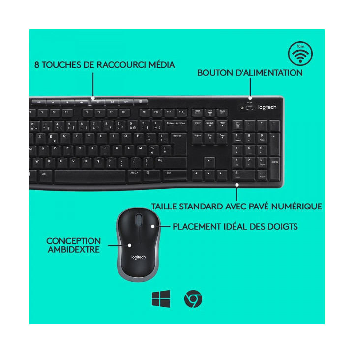 Logitech Desktop MK270 Sans-fil (AZERTY) Kits claviers/souris Logit...