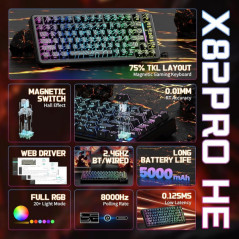 ATTACK SHARK X82 Pro HE Magnetic Switch (Black Contours) Claviers A...