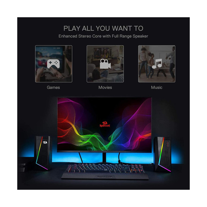 Redragon GS520 Anvil RGB Desktop Speakers 2.0 Périphériques Redrago...