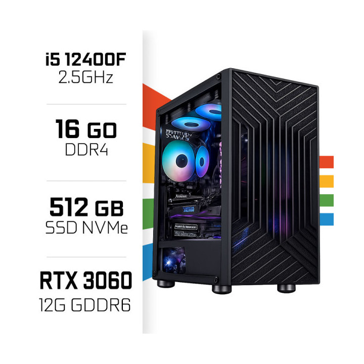 PC Gamer UltraPC Core i5 12400F/512GB SSD/16GB/RTX3060 12GB Intel C...