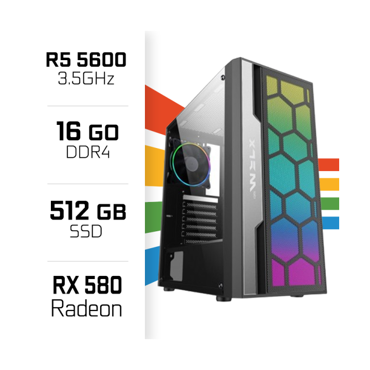 PC Gamer UltraPC Ryzen 5 5600/16GB/512GB SSD/RX580