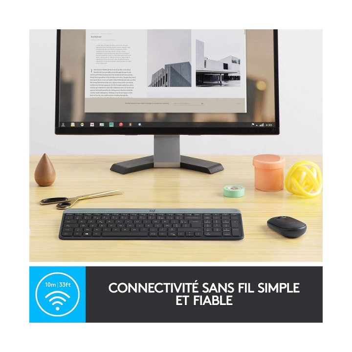 Logitech Desktop MK470 Sans-fil (AZERTY) Kits claviers/souris Logit...