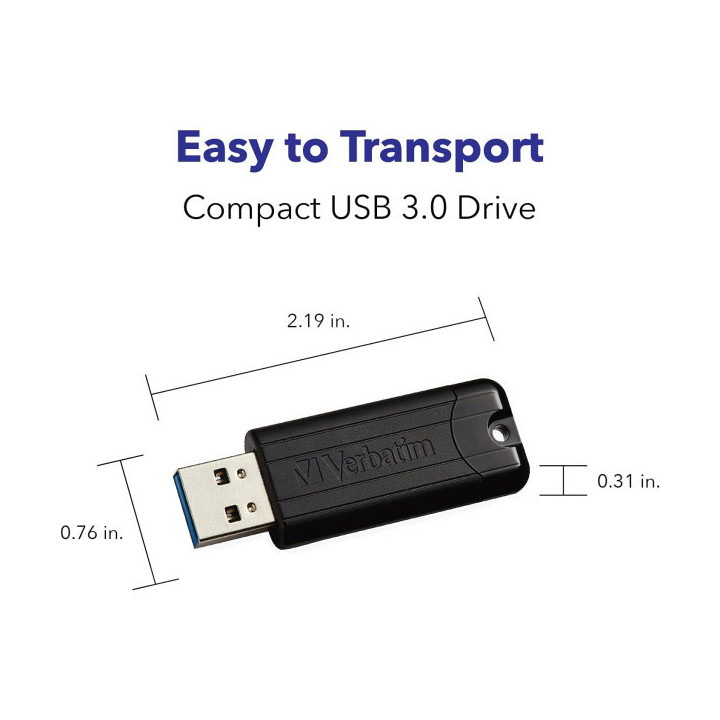 Verbatim Clé USB PinStripe 3.0 de 128 Go Noire Stockage externe VER...