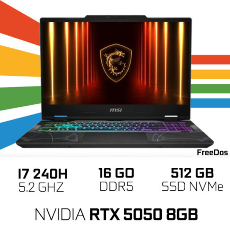 MSI CYBORG 15 B2RWEKG-419XMA Intel Core 7 240H/16GB DDR5/512GB SSD/RTX 5050 8GB/15.6" 144Hz /FreeDos