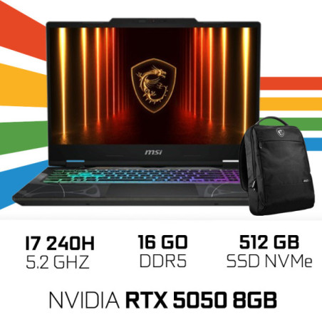 MSI CYBORG 15 B2RWEKG-094MA Intel Core 7 240H/16GB DDR5/512GB SSD/RTX 5050 8GB/15.6" 144Hz/Win11 /W Bag
