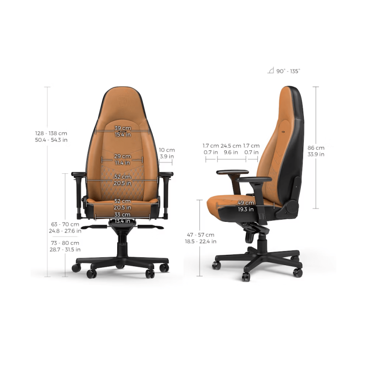 Noblechairs ICON Real Leather Cognac/Black Chaise gamer Noblechairs...