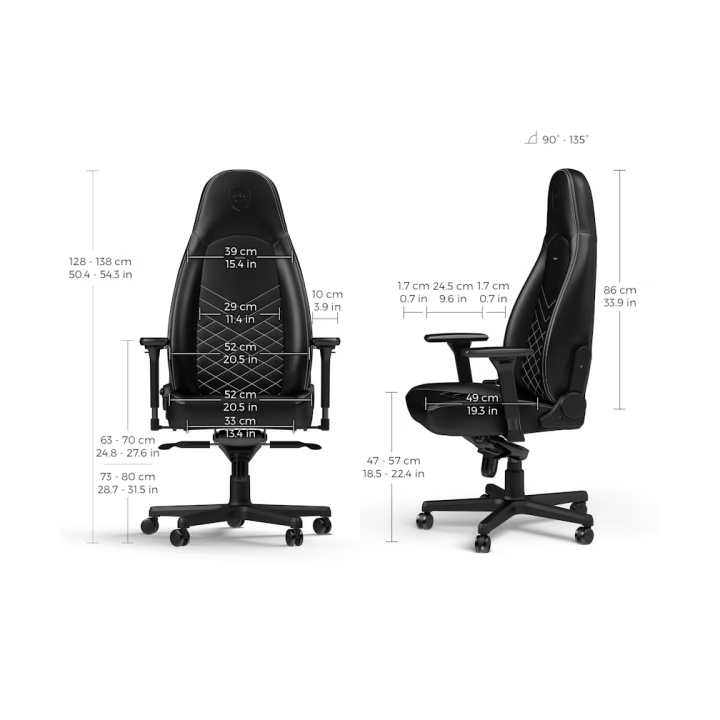 Noblechairs ICON Black/Platinum White Chaise gamer Noblechairs Maroc