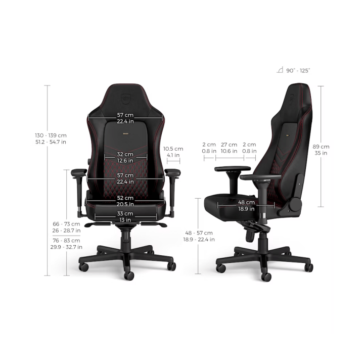 Noblechairs HERO Real Leather Black/Red Chaise gamer Noblechairs Maroc